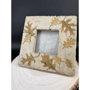 Vintage Frameology Rustic 3x3 Stone Picture Frame Pressed Oak Leaves Leaf